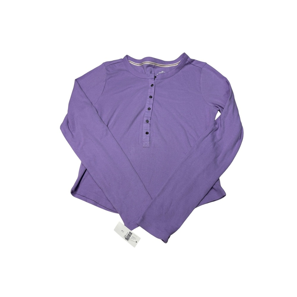NWT Pilcro Anthropologie Lavender Purple Ribbed Henley Long Sleeve Top Womens M